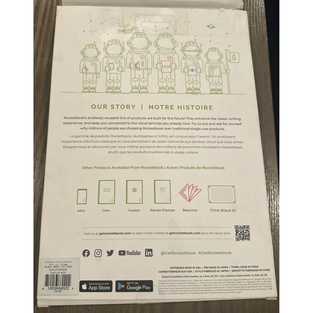 Rocketbook Notebook 8.5X11 Writing Turned To Digital  brand new In Box